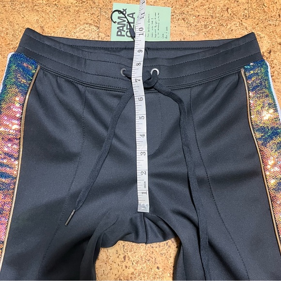 Pam & Gela Wm's Sequined Stripe Crop Track Pant NWT In Black Sz O/XS - Picture 13 of 16